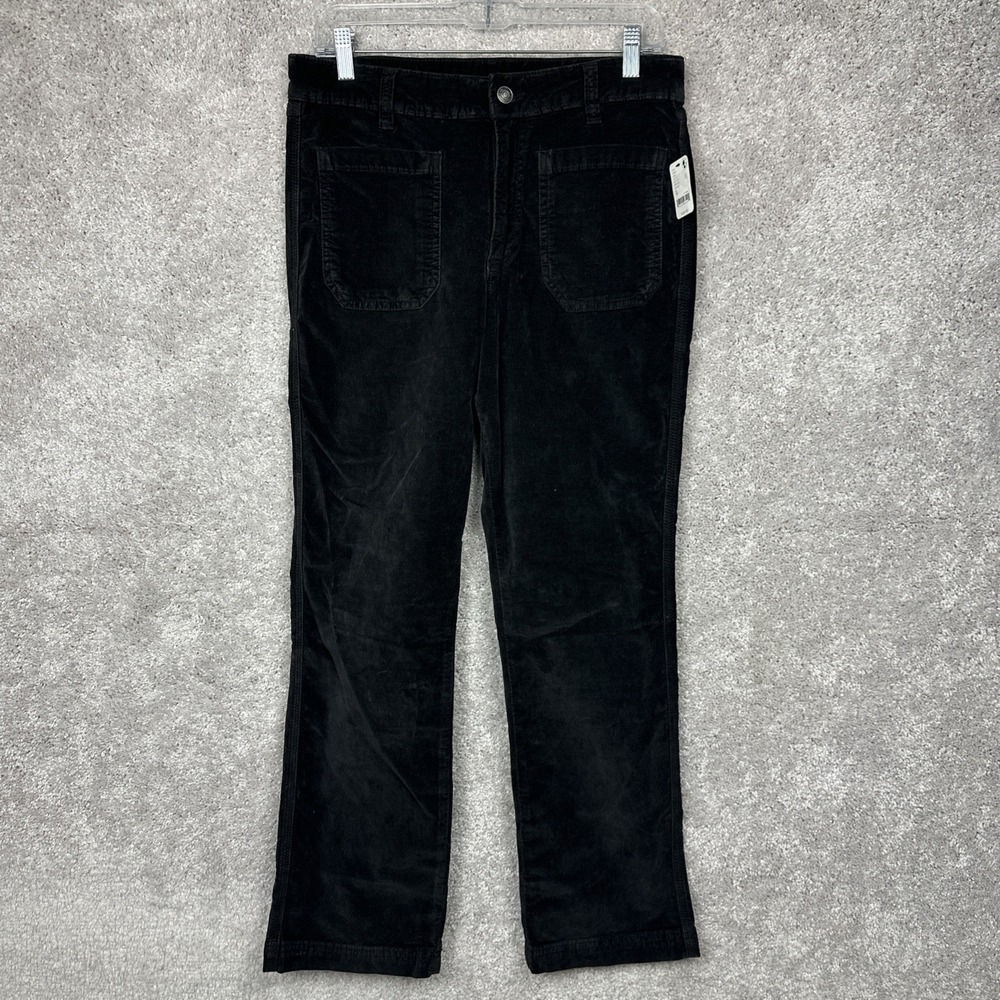 Free People High Time Velvet Kick Flare Pants Black Corduroy Wide Leg Size 10